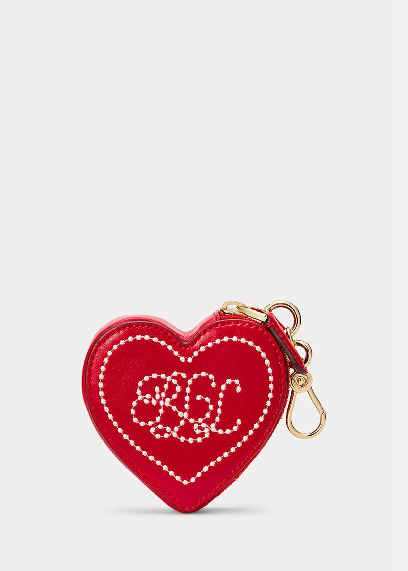 ローレン 財布 レディース 赤 ロゴ レザー Heart Coin Pouch XRPKL8503